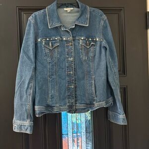 dressbarn Blue Jean Jacket with Stud Accents